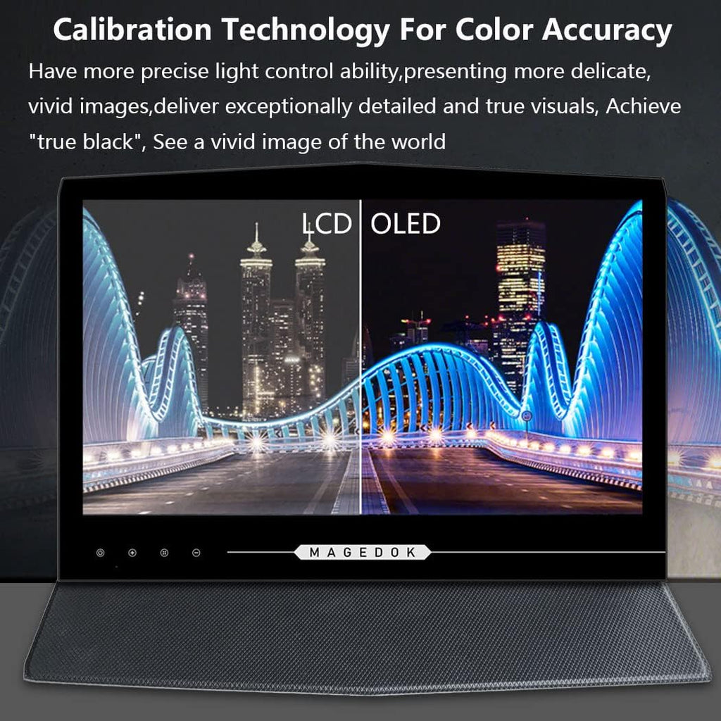 OLED Portable Touchscreen Monitor, 13.3' 2K 1MS Portable Gaming Monitor 100% DCI-P3 Ultra-Thin Computer External Display, External Second Screen USB C/HDMI with Smart Cover