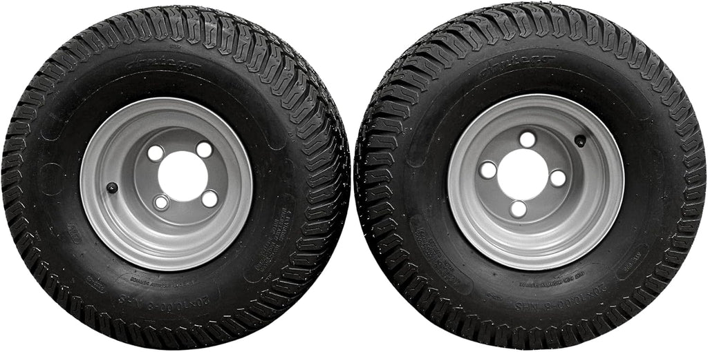 (Set of 2) 20x10.00-8 Tires & Wheels 4 Ply for Lawn & Garden Mower (Compatible with Husqvarna)