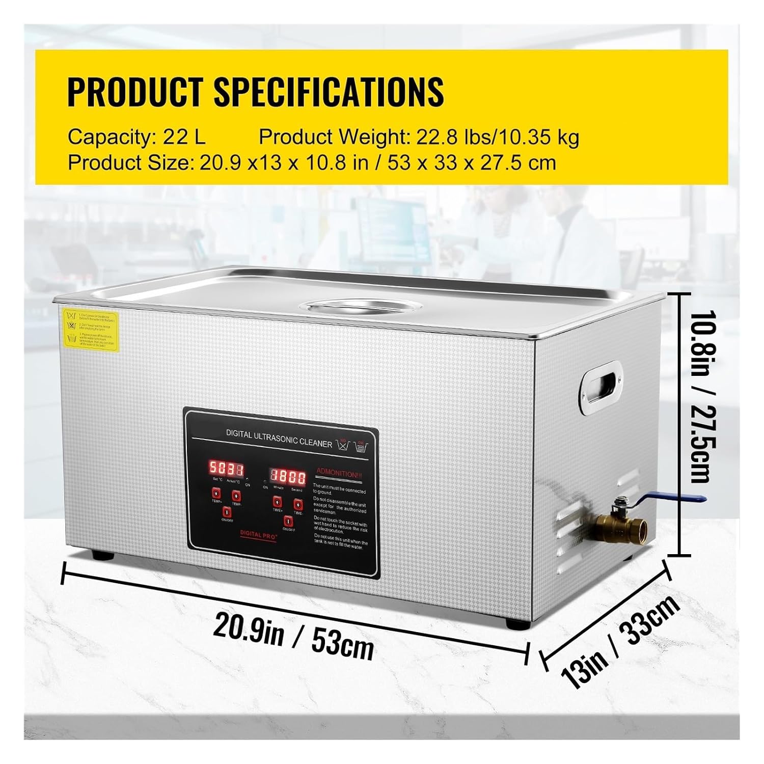 2L 3L 6L 10L 22L 30L Ultrasonic Cleaner Stainless Steel Portable Heated Cleaning Washing Machine Ultrasound Home Appliance(22L)