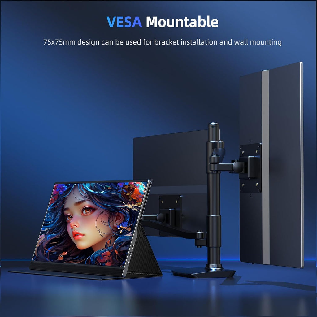 UPERFECT Portable Monitor 4K 15.6' QLED| 400 Nits Laptop Monitor | 3840 * 2160 UHD 100% AdobeRGB | 1MS FreeSync | USB-C & MINI HDMI | VESA & Stand | Travel Second Screen for Computer, Game Consoles