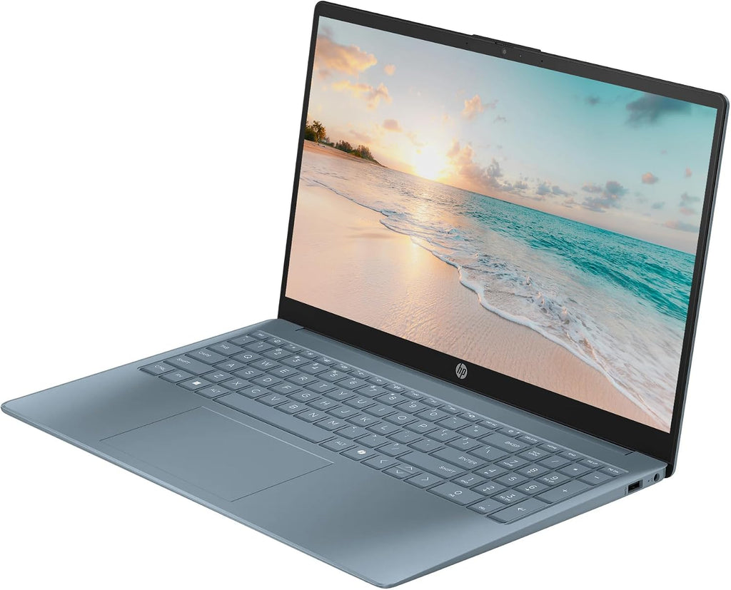HP 15.6' LED Laptop Computer, 32GB RAM 640GB Storage (128GB UFS+512GB Docking Set), Quad-Cores Intel Pentium, Windows 11 S with 1-Year Microsoft Office 365 Included, PLUSERA Earphones, Moonlight Blue