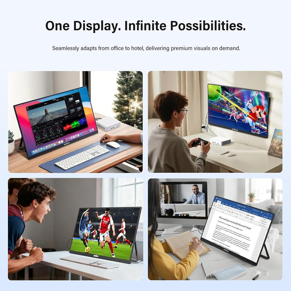 InnoView Large Portable Monitor 23.8inch FHD 1080P 144Hz USB-C, HDMI Computer Display HDR 100% sRGB IPS Gaming Monitor W/180°Adjustable DC Eyes Care Stand for Laptop PC MAC Phone PS4 Xbox Switch