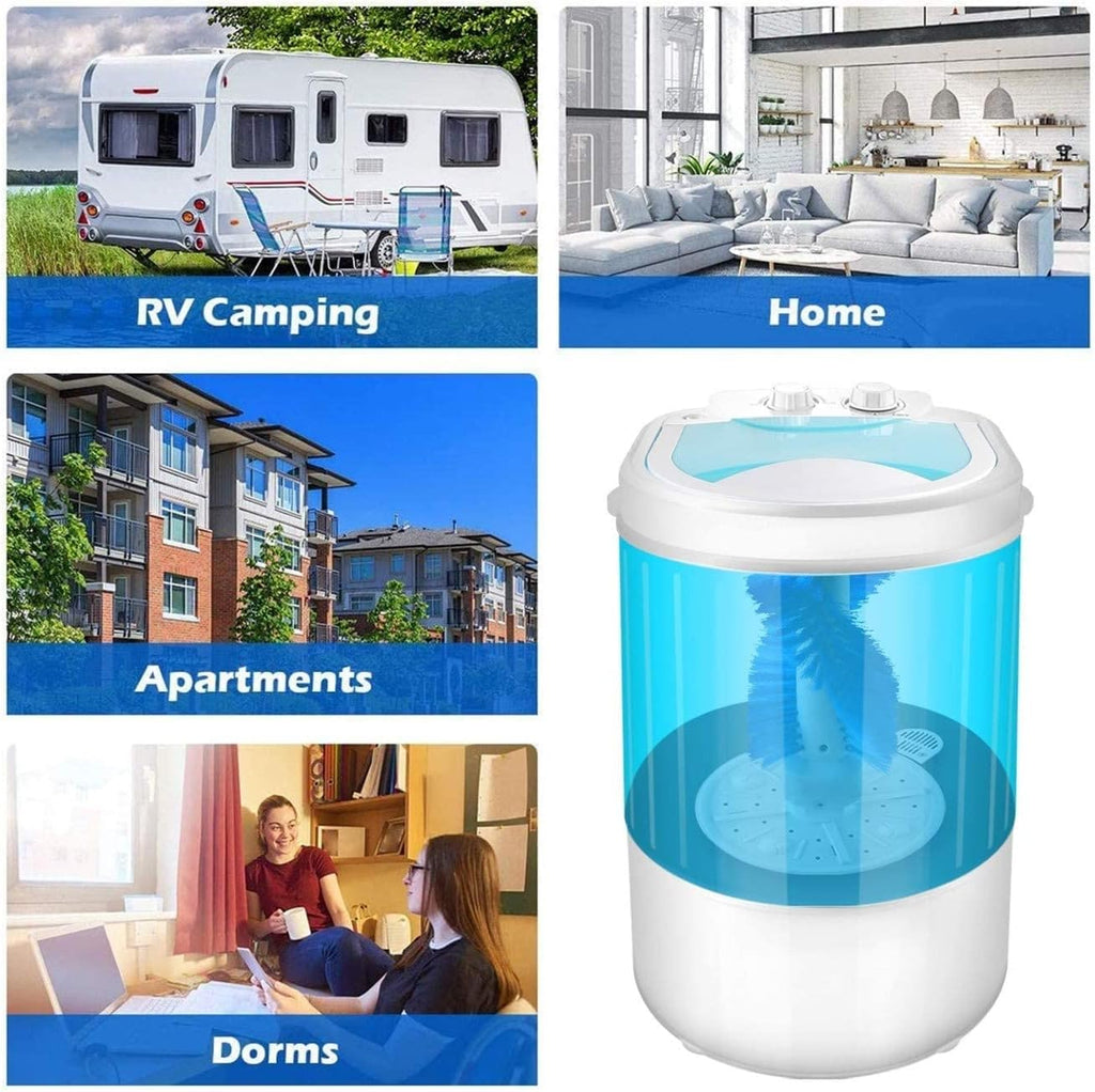 Portable Mini Washing Machine Wash Shoes Wash Clothes and Spin-dry, Semi-Automatic, 10 lbs Capacity,Mini Washer for Apartments Camping Dorms Business Trip College Rooms (Color : Blue)