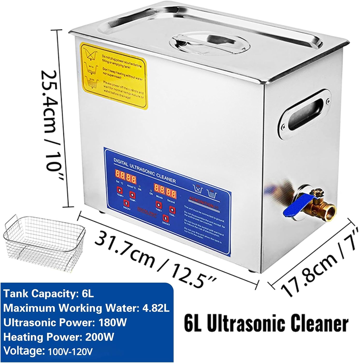 2-30L 110 Ultrasonic Cleaner with Digital Timer Heater Stainless Steel Ultrasound Washing Machine Home Appliances(6L-180W-110)