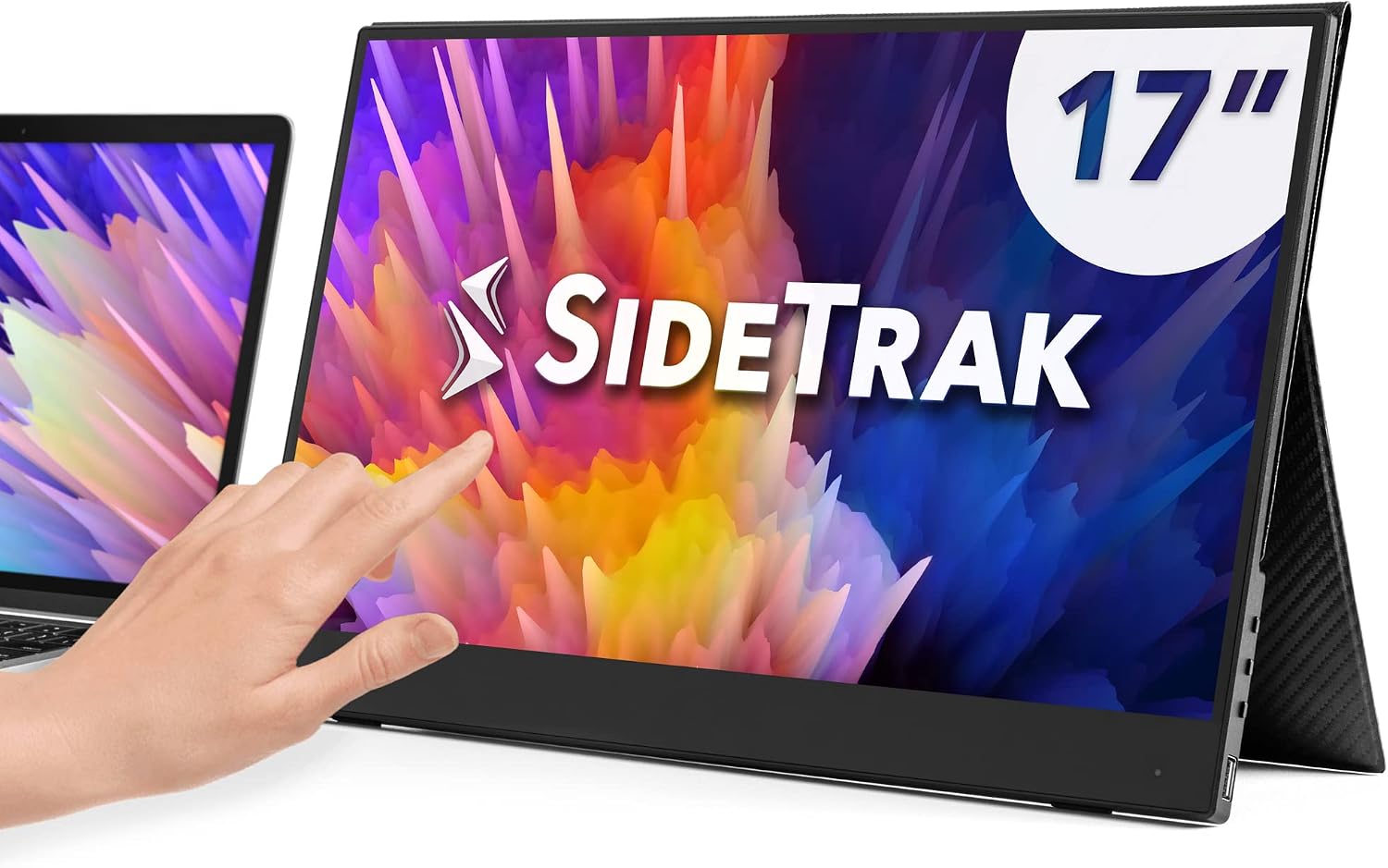 SideTrak Solo 17.3' Touchscreen Portable Full HD LED Monitor, Laptop Dual Screen Computer Extender with Large Display Cover, for PC, Gaming & Chrome, HDR Enabled, Powered by USB-C® or HDMI