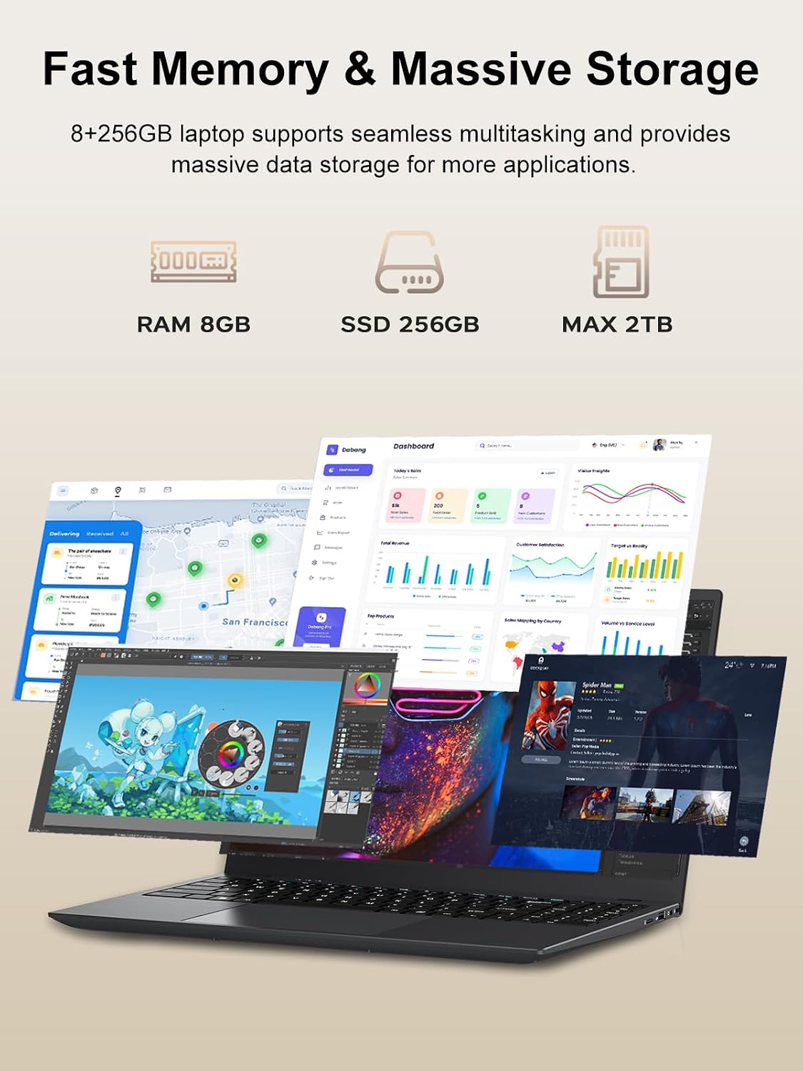 BLUEING Laptop Computer, 8GB RAM 256GB SSD, Laptop with Gold 6500Y (Beat 8100Y, Up to 3.4GHz), 14 Inch FHD IPS Display, Type-C, HDMI, USB3.2, BT5.2, WiFi 5, Laptops for Business & Student