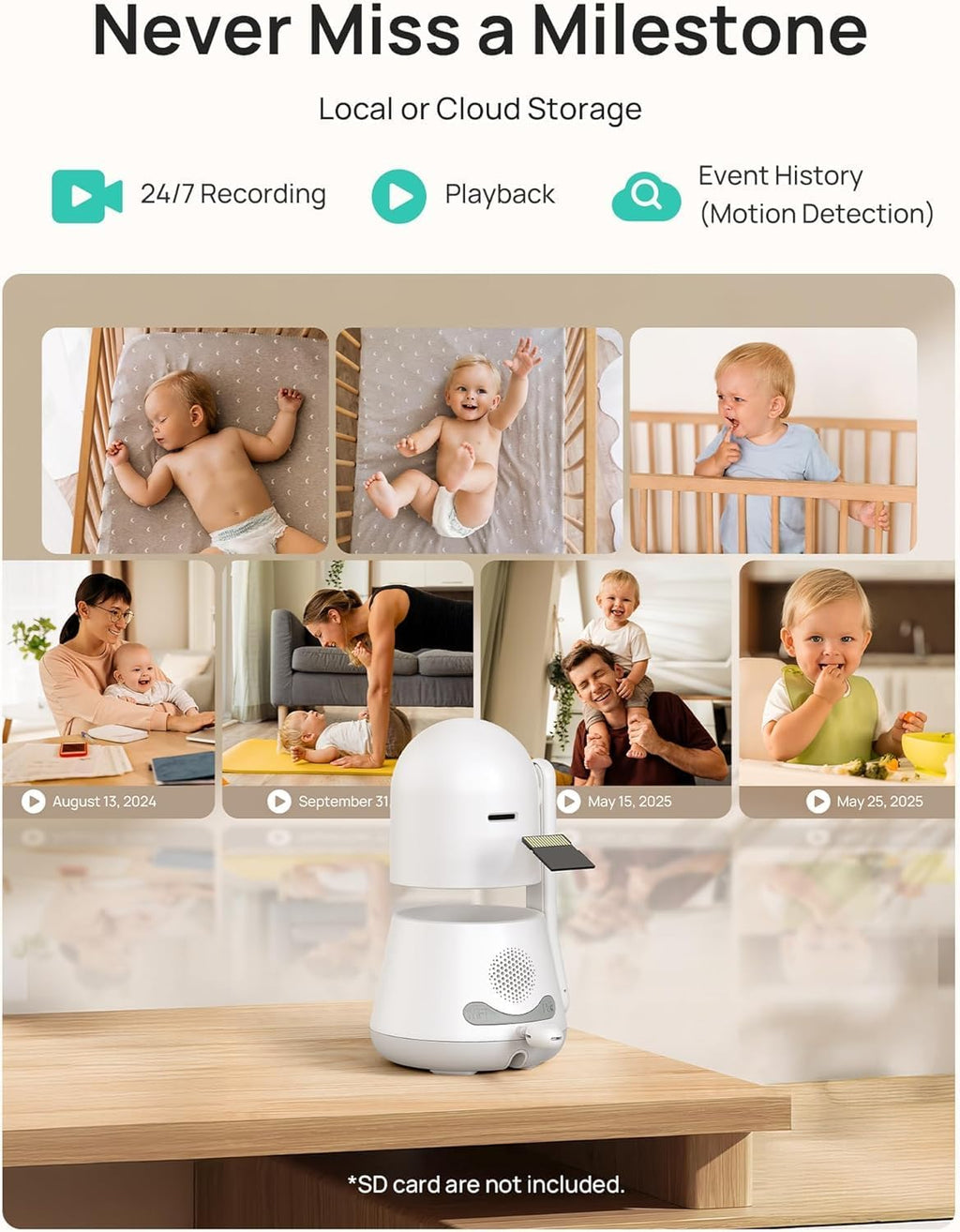 Dr.Care LumiView Plus Smart WiFi Baby Monitor with 2 Cameras - 5.5' 1080P Split Screen & 2K Camera, Privacy Mode, Cry & Motion Alerts, 5000mAh Removable Battery, RGB Night Light, HD Night Vision