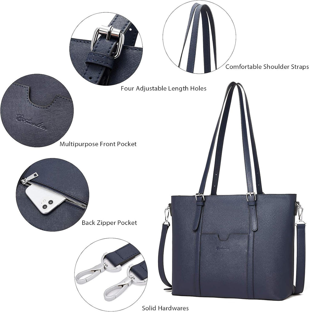 BOSTANTEN Leather Laptop Bag Work Tote for Women Shoulder Handbag Briefcase 15.6 inch Satchel Computer Bag