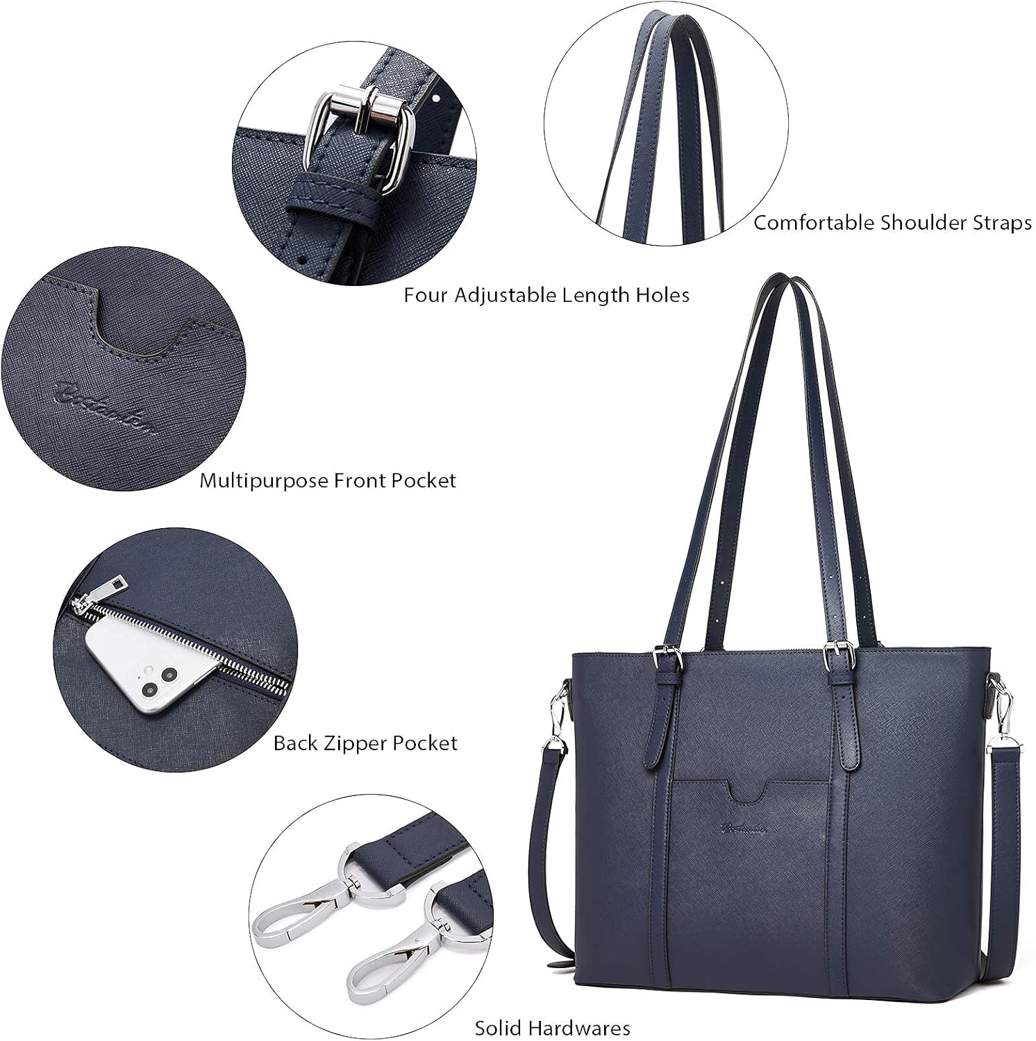 BOSTANTEN Leather Laptop Bag Work Tote for Women Shoulder Handbag Briefcase 15.6 inch Satchel Computer Bag