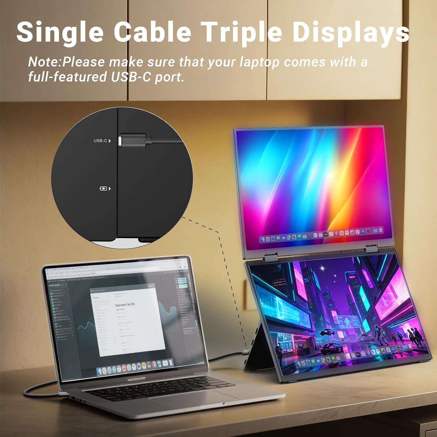 MINIX SF15 FOLD Dual 15.6' Foldable Portable Monitor, 1080P FHD, 300 nits, 100W PD, Low Blue Light, Recyclable Metal, Type-C & HDMI for Laptops, Study, Creative Projects, Office Collaboration