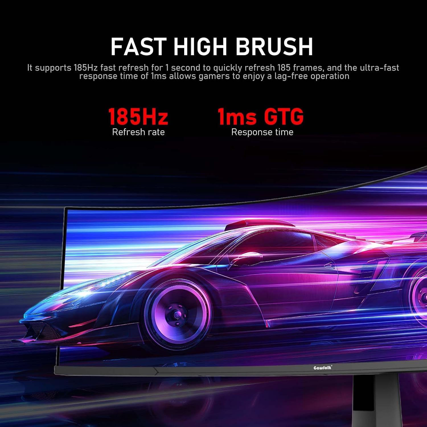 Gawfolk 45 inch Ultra-Wide Curved 1500R Gaming Computer Monitor, DQHD(5120×1440) PC Screen, 185Hz, 1MS, FreeSync, 120% sRGB, Built-in Speaker, HDMI2.1 & DP1.4, Compatible Wall Mount 100 * 00mm- Black