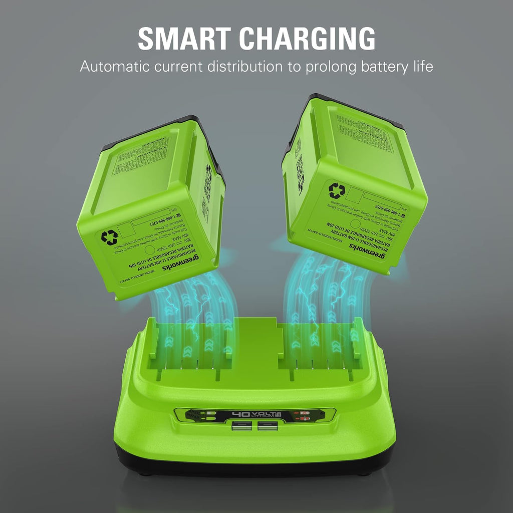 Greenworks 40V 8A Dual Port Rapid Charger(Genuine Greenworks Charger)