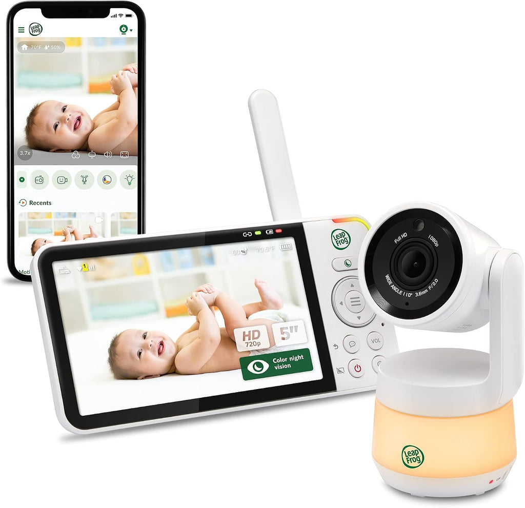 LeapFrog LF925HD Baby Monitor with Camera and Audio,1080p WiFi Remote Access Baby Monitor, 360° Pan & Tilt Camera, 8X Zoom, 5' 720p HD Display, Color Night Light &Vision, Two-Way Talk