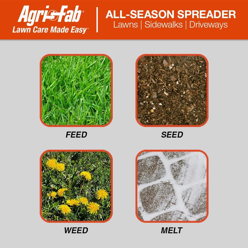 Agri-Fab 45-0547 185 lb. Tow-Behind Lawn & Garden Broadcast Spreader for Seed,Fertilizer,Salt,Ice Melt; Easy to use Flow Control from Seat of Riding Lawn Mower