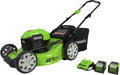 Greenworks 40V 21' Cordless Brushless Push Mower, 4.0Ah + 2.0Ah USB Batteries and Charger Included