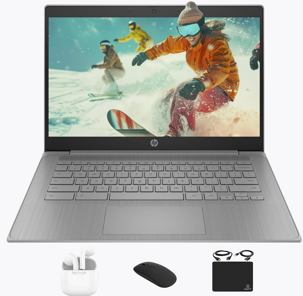 HP Chromebook 2025 Flagship 14' HD Laptop for Student Business, 4-Core Celeron N4120 CPU, 4GB RAM, 564GB Storage (64GB eMMC + 500GB Ext), Webcam, WiFi, Long Battery, HubxcelAccessory, Chrome OS