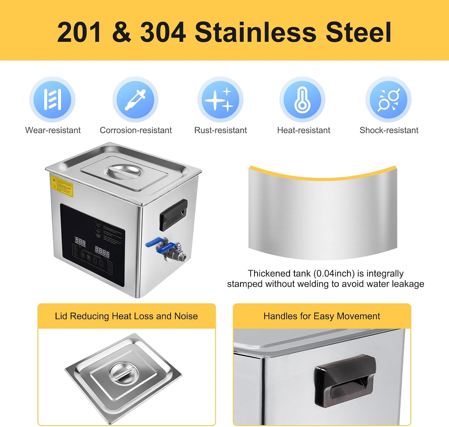 30L Ultrasonic Cleaning Machine,28/40khz Dual Frequency Ultrasonic Washing Machine,0-176℉ Adjustment Instrument Cleaner for Jewelry Glasses (10L)