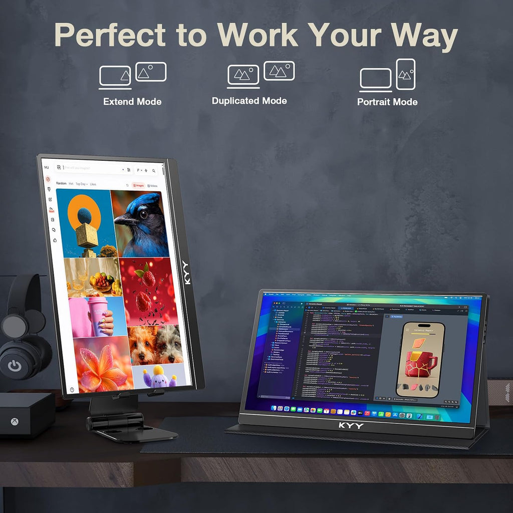 KYY 4K Portable Monitor – 15.6' UHD IPS Travel Display, Slim & Lightweight Design, HDMI & USB-C Inputs, Perfect for PS5, Xbox, Switch, Laptops, Phones, and On-the-Go Professionals, K5