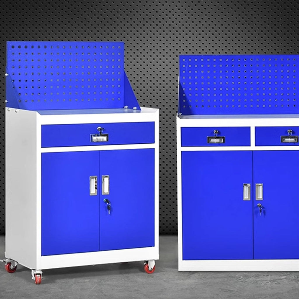 Multifunctional Rolling Tool Chest with Wheels and Locking System, 2-Drawer Tool Organizer Cabinet, Tool Chest Workbench for Tools & Accessories Storage for Garage