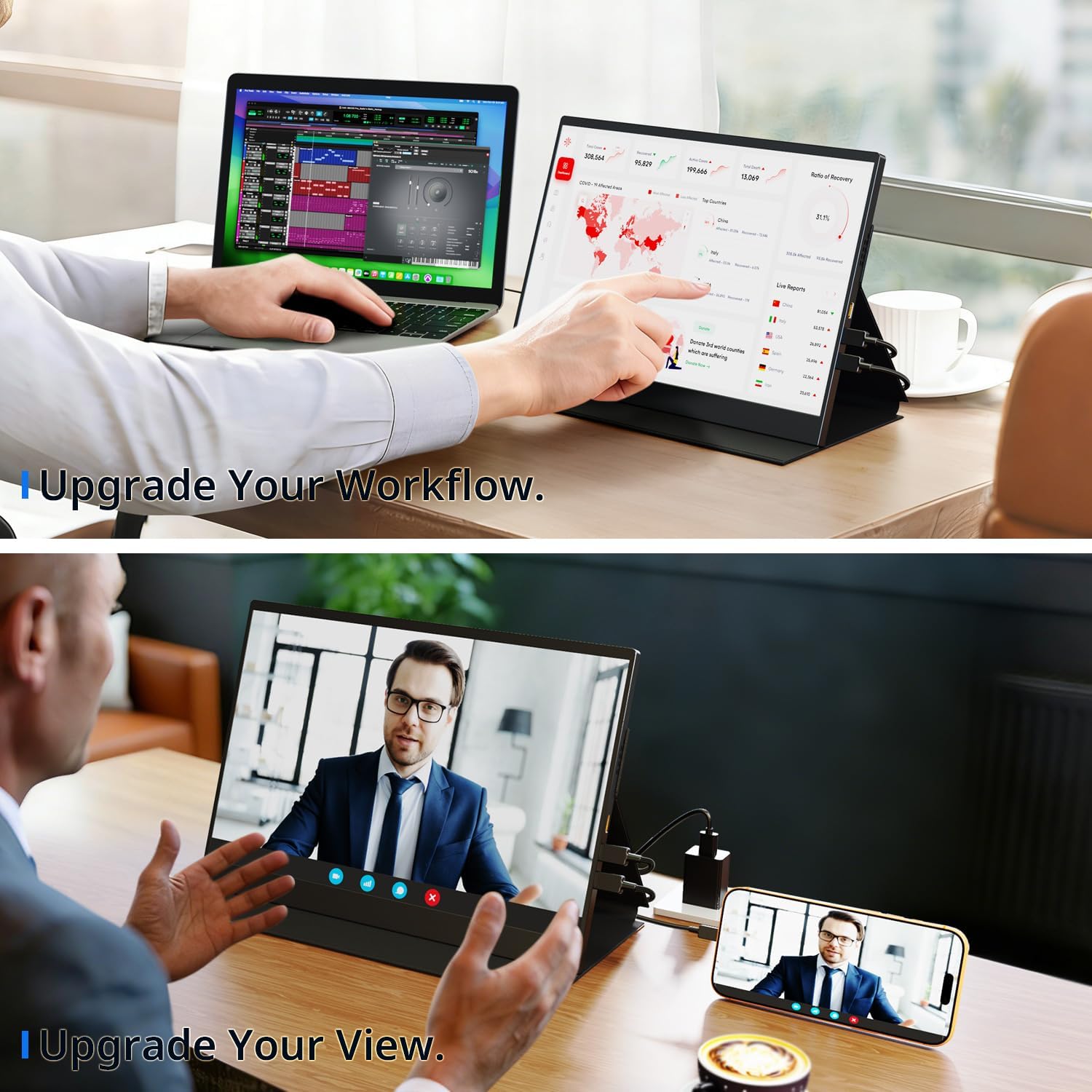 AYY 4k Portable Monitor Touchscreen, 13.4' 3840x2160 Second Screen 100% sRGB,400cd HDR USB C Ultra Slim IPS Laptop Monitor, for Mac Switch