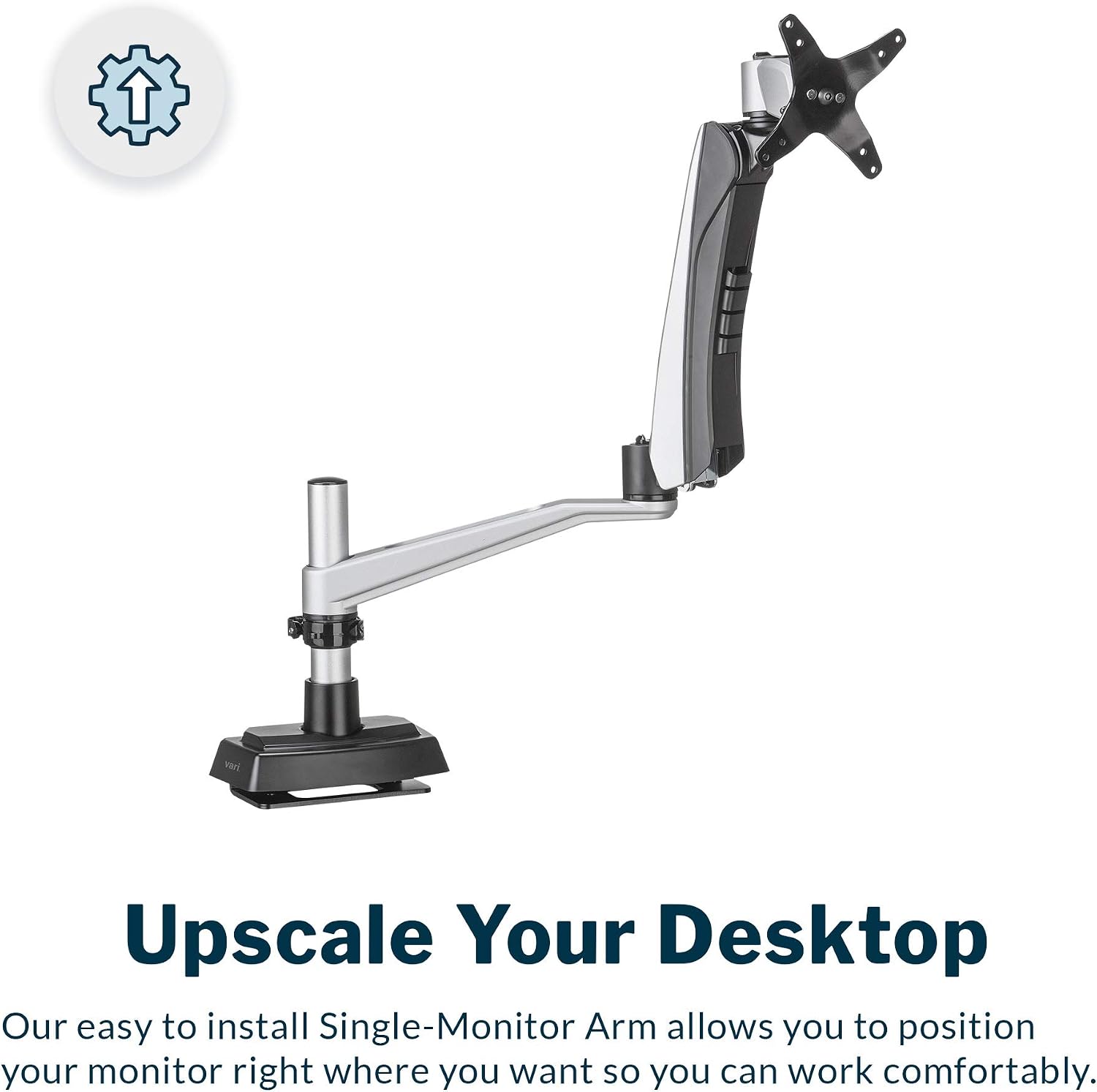 Vari Single Monitor Arm - VESA Monitor Mount w/ 360 Degree Adjustment - Monitor up to 27 inches, 19.8 lbs - Single Monitor Mount with Full Adjustability - Computer Monitor Stand for Home or Office
