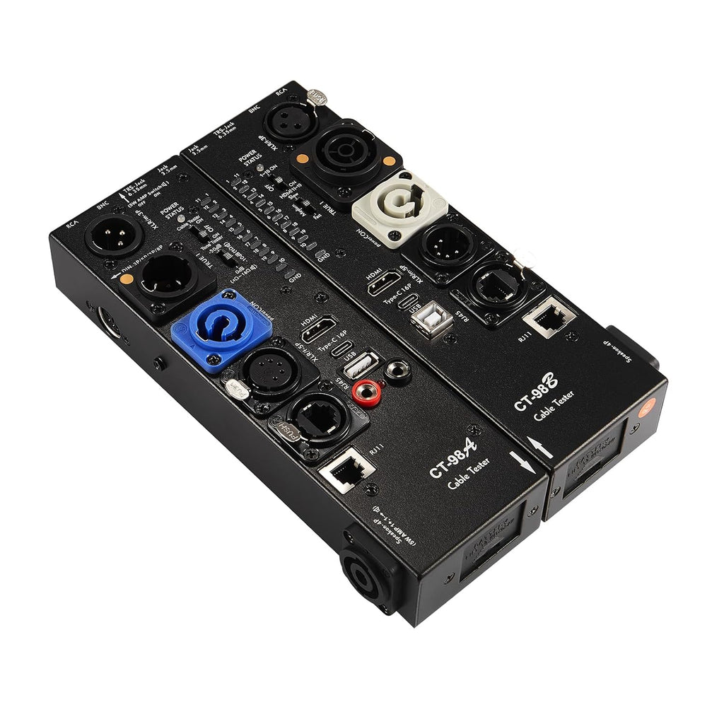 MFL. Detachable Professional Cable Tester, Multi-Interface Audio Line Checker, HDMI Type-C USB RCA BNC Testing Device with LED Indicators, Black