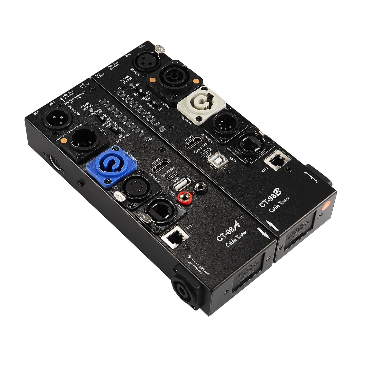 MFL. Detachable Professional Cable Tester, Multi-Interface Audio Line Checker, HDMI Type-C USB RCA BNC Testing Device with LED Indicators, Black