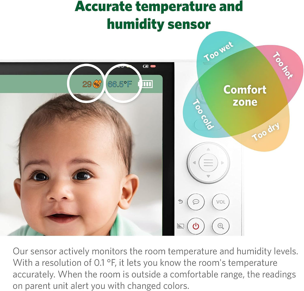 LeapFrog LF915HD Baby Monitor, 5' 720p Screen, 360° Pan & Tilt with 8X Zoom Camera, Color Night Vision, Night Light, Two-Way Intercom, Secure Transmission No WiFi