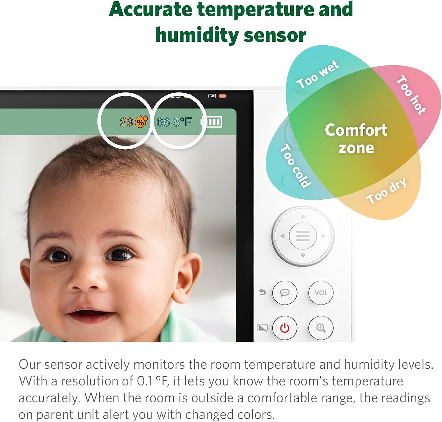 LeapFrog LF915HD Baby Monitor, 5' 720p Screen, 360° Pan & Tilt with 8X Zoom Camera, Color Night Vision, Night Light, Two-Way Intercom, Secure Transmission No WiFi