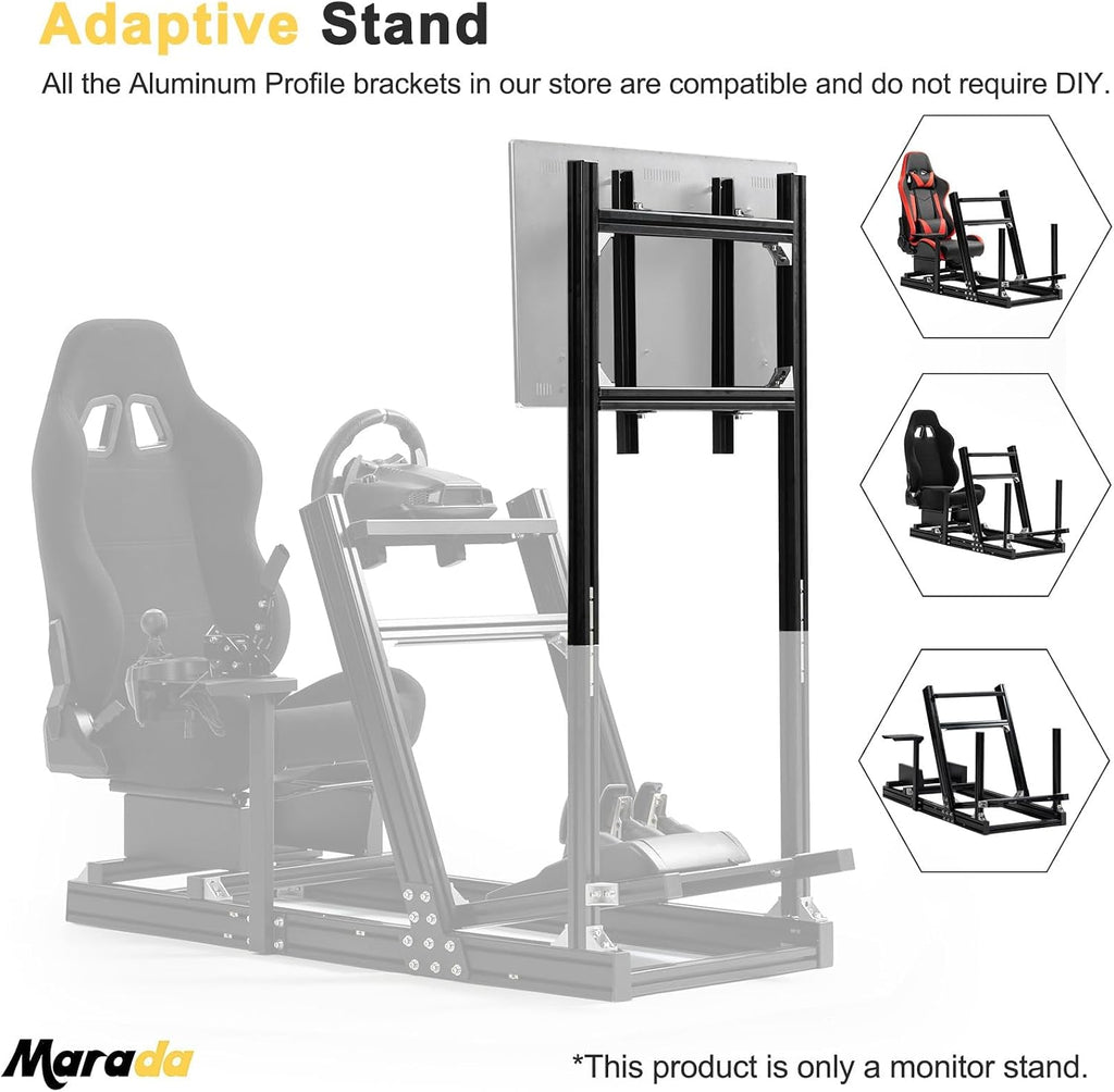 Marada Racing Simulator Cockpit Monitor Stand Support Screens Racing Simulator from 27 to 65 inches Fit for Logitech G27 G29 G920 G923, for Thrustmaster T128X T248 T300, for Fanatec, Without Cockpit