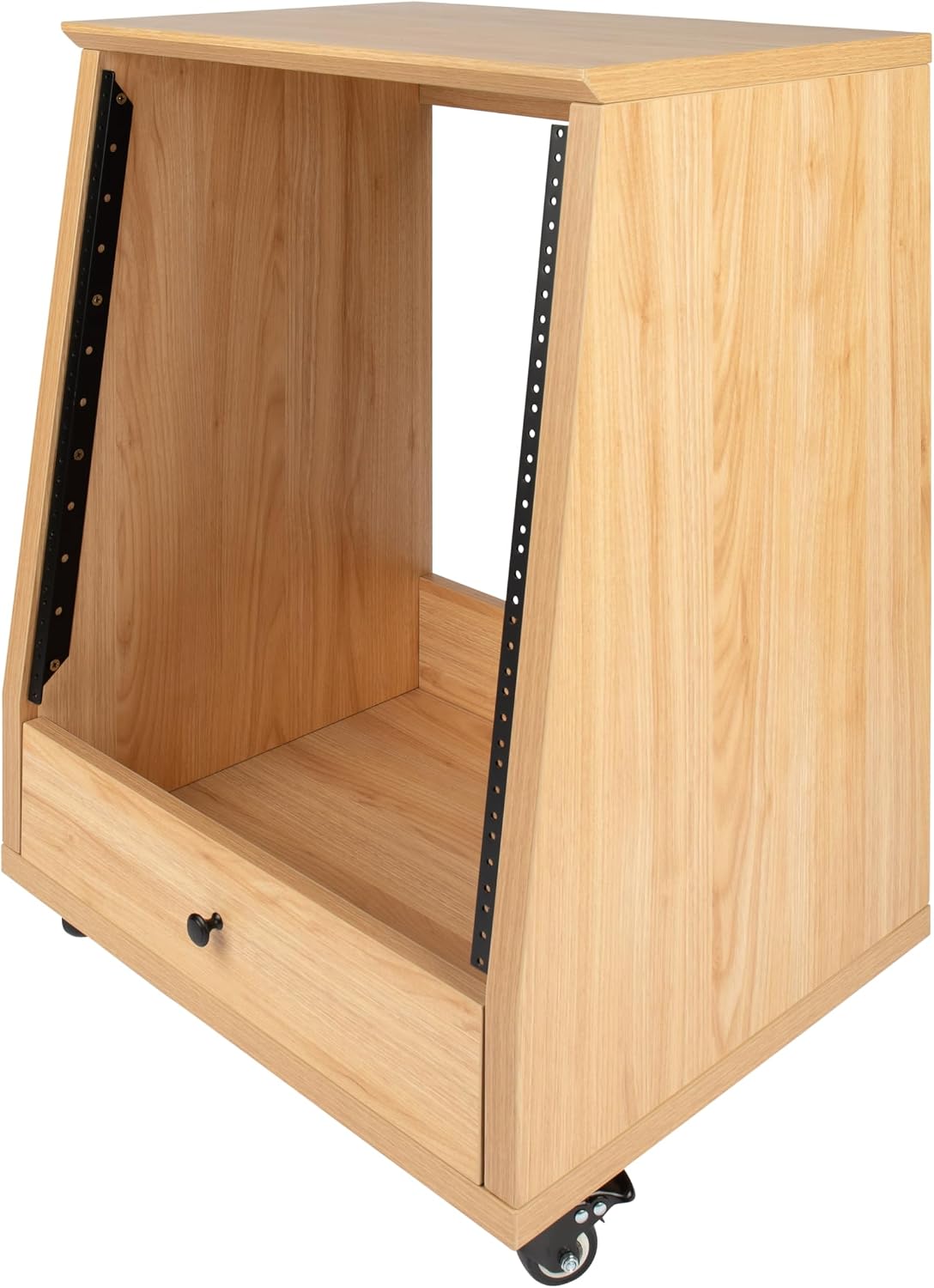 Gator Frameworks Elite Furniture Series 12U Angled Studio Rack with Locking Casters, Natural Maple Finish (GFW-ELITESTUDIORK12-MPL)