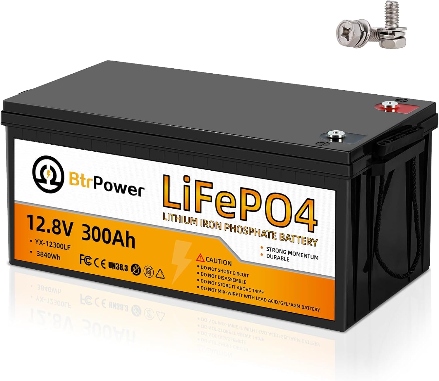 12.8V 300Ah Lithium Battery,3840Wh Deep Cycle LiFePO4 Battery,Max 2580W Power Load,8000+ Cycles,Perfect for Home Storage and Off-Grid,Camping,Solar,Bankup Power etc.
