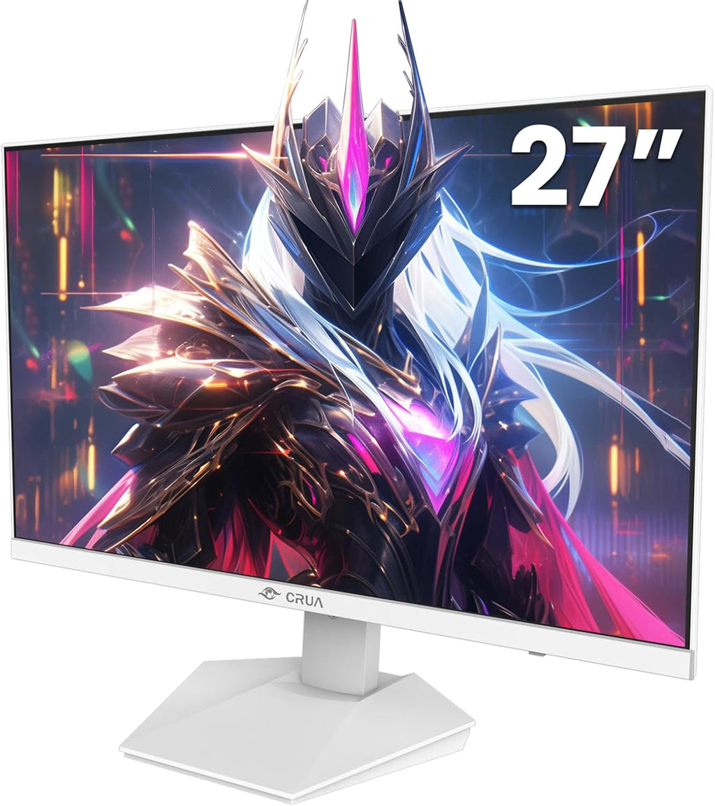 CRUA 27' 240Hz Gaming Monitor, QHD 2560x1440 IPS Display, AMD FreeSync, 120% sRGB, Built-in Speakers, Blue Light Filter, Wall Mountable PC Monitor, HDMI & DP, White, for Gaming, Streaming & Work
