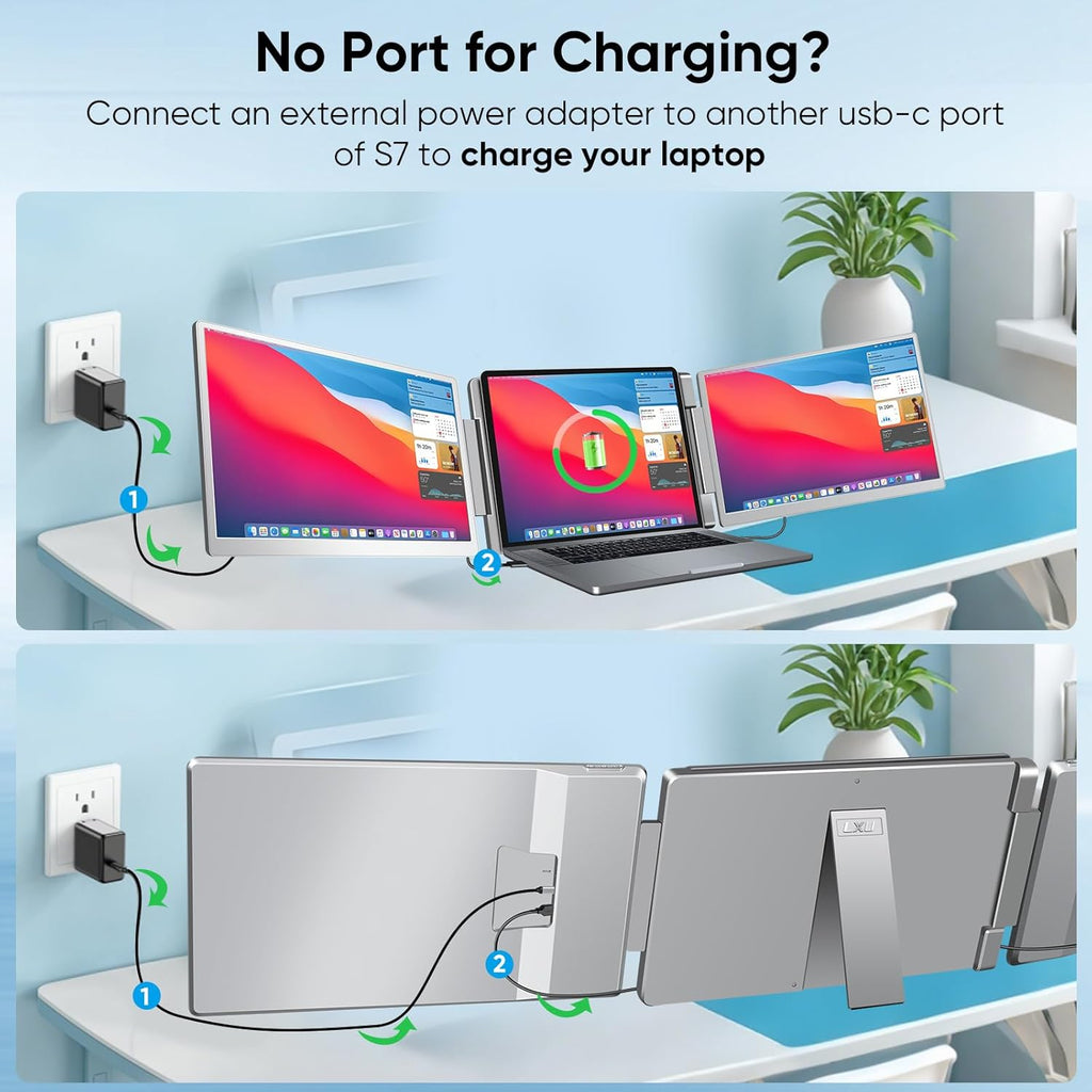Laptop Screen Extender, FHD 1200P 16:10 IPS Portable Monitor for Laptops 12~16.2 inch, 14' Triple Screen Laptop Monitor Extender Display, Plug & Play with USB-C HDMI for Windows/MacBook/Switch/PS5