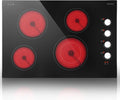 Karinear Electric Cooktop 30 Inch, 4 Burners Electric Stove Top, 30' Knob Control Built-in Radiant Ceramic Cooktop, 6700W, 220~240V Hard Wire(White Knob)