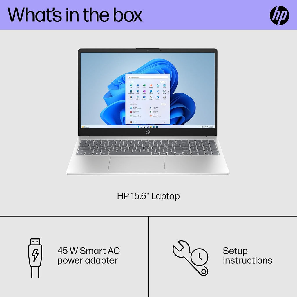 HP 15 inch Laptop, HD Display, 13th Generation Intel Core i5-1334U, 8 GB RAM, 512 GB SSD, Intel Iris Xe Graphics, Windows 11 Home, 15-fd0012nr (2024)