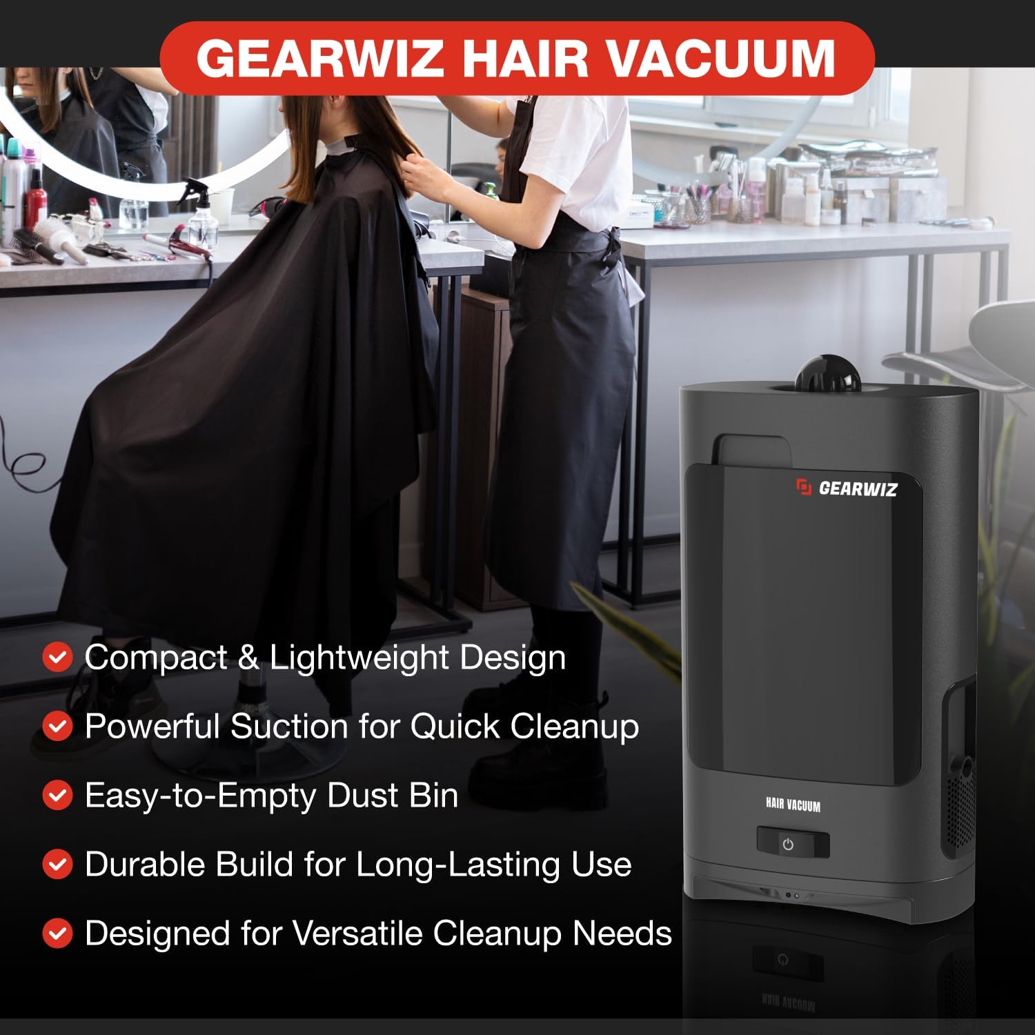 Gearwiz 1400W Touchless Automatic Vacuum Dustpan – Motion Sensor Hands-Free Electric Dustpan for Pet Hair Dirt & Debris – Powerful and Energy Efficient Cleaning Solution for Home Kitchen & Office