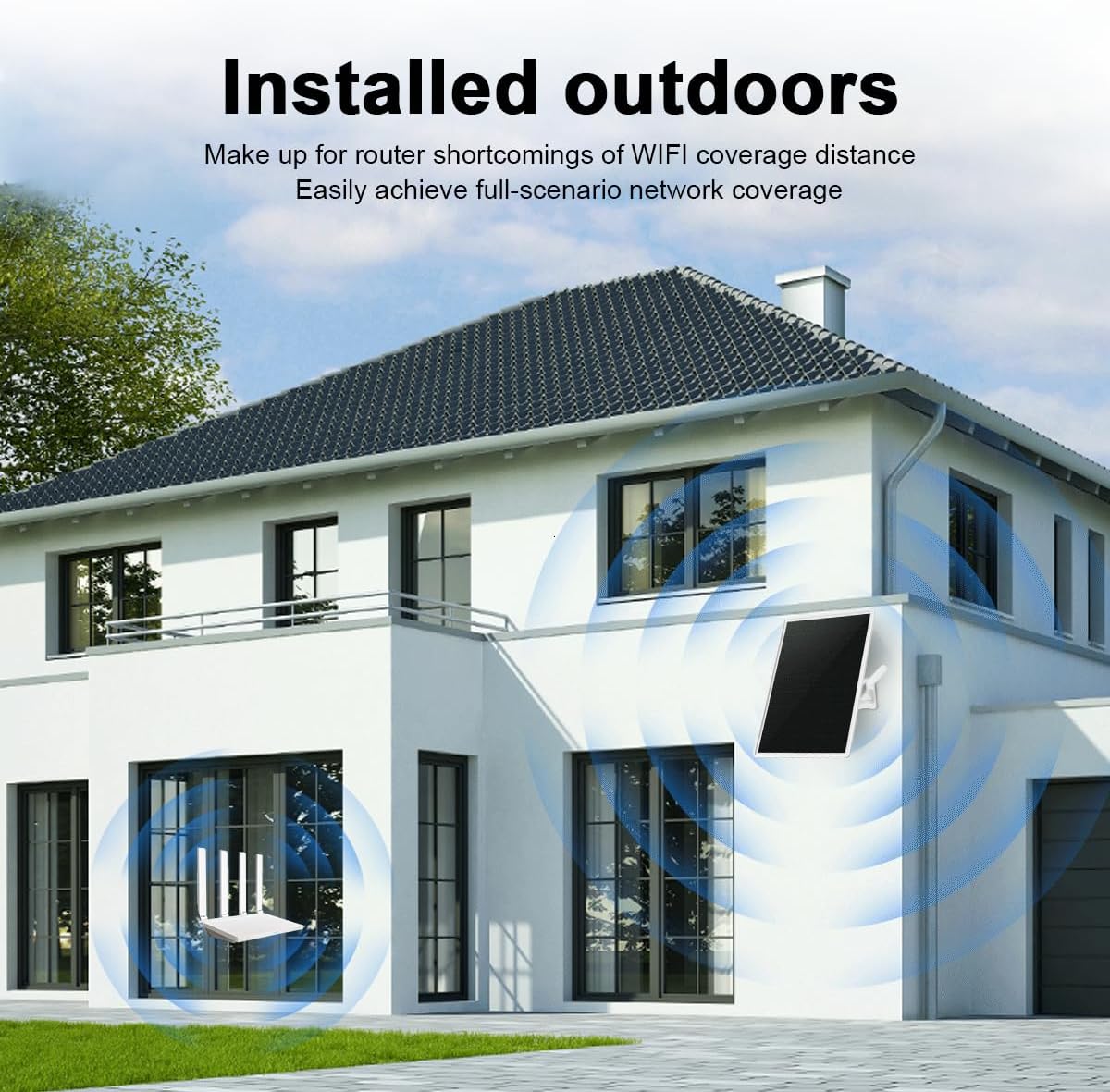 Outdoor Solar WiFi Outdoor Extender Signal Booster, Extends Coverage Up to 500ft, with 15W Solar Panel and 25000mAh Battery, Designed for Outdoor Use