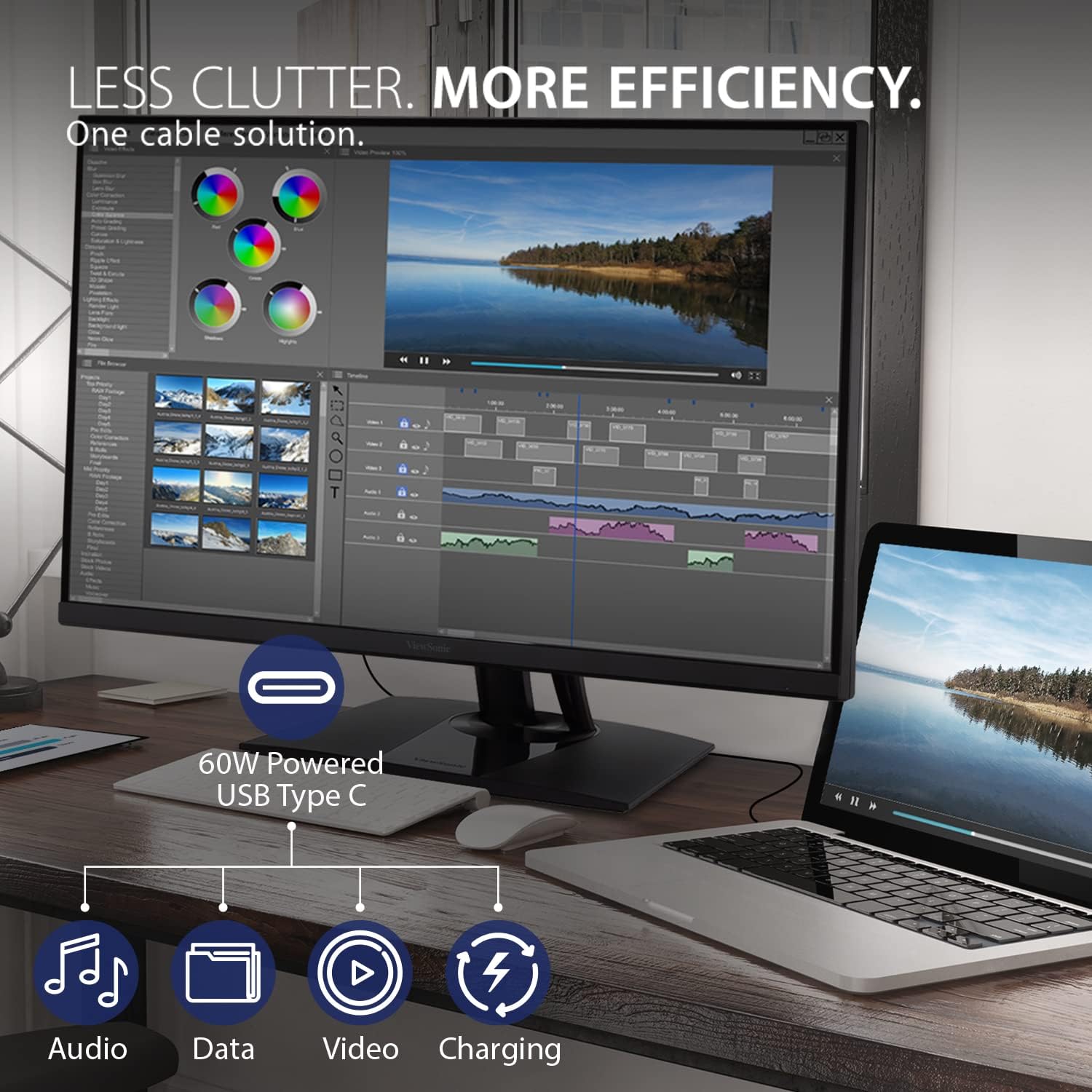 ViewSonic VP3256-4K 32 Inch 4K ColorPro Monitor, IPS Display with 100% sRGB and Pantone Validated for Professional Content Creation, Advanced Ergonomics, 60W USB-C, HDMI, and DisplayPort Inputs