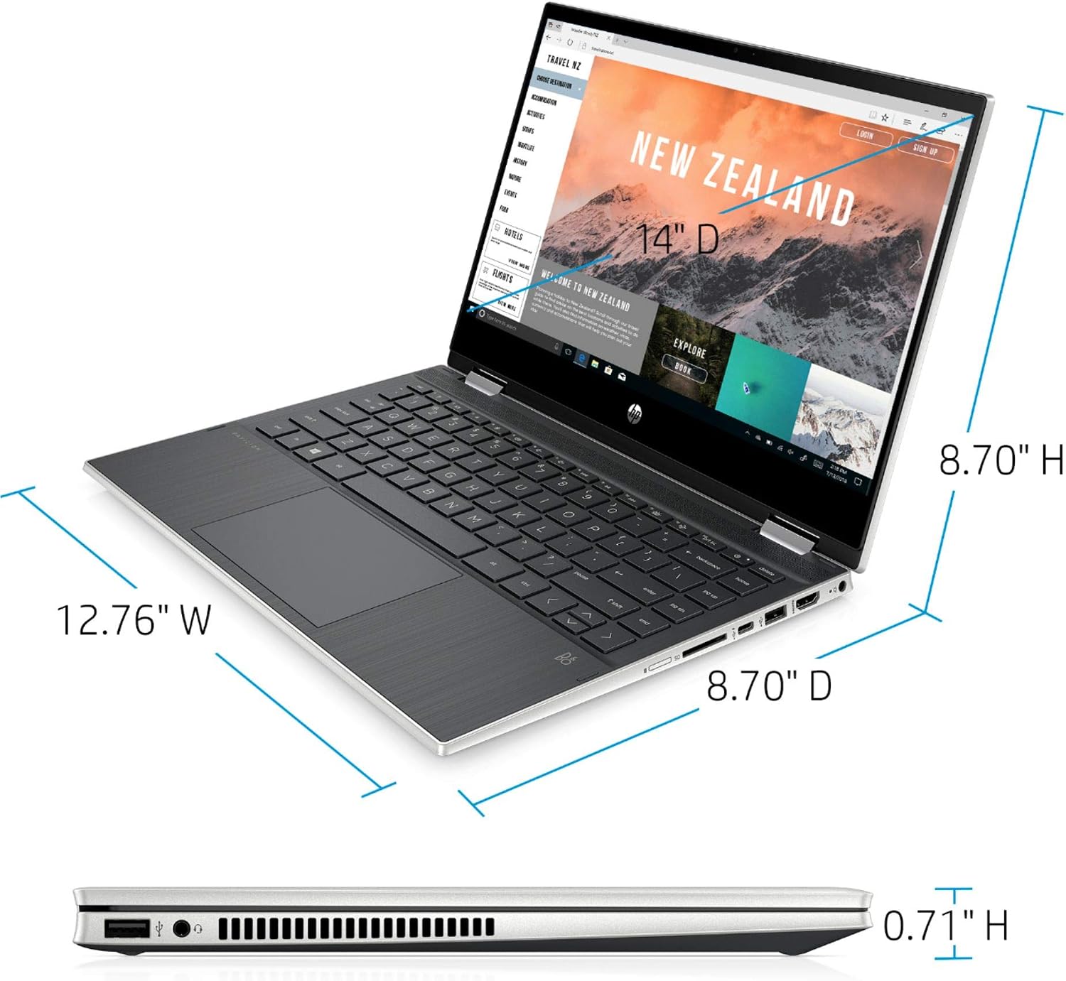 HP 2020 Pavilion X360 2-in-1 Convertible 14' HD Touch-Screen Laptop, 10th Gen Intel Core i3-1005G1, 8GB Ram, 128GB Ssd, WiFi, Webcam, Win 10 S