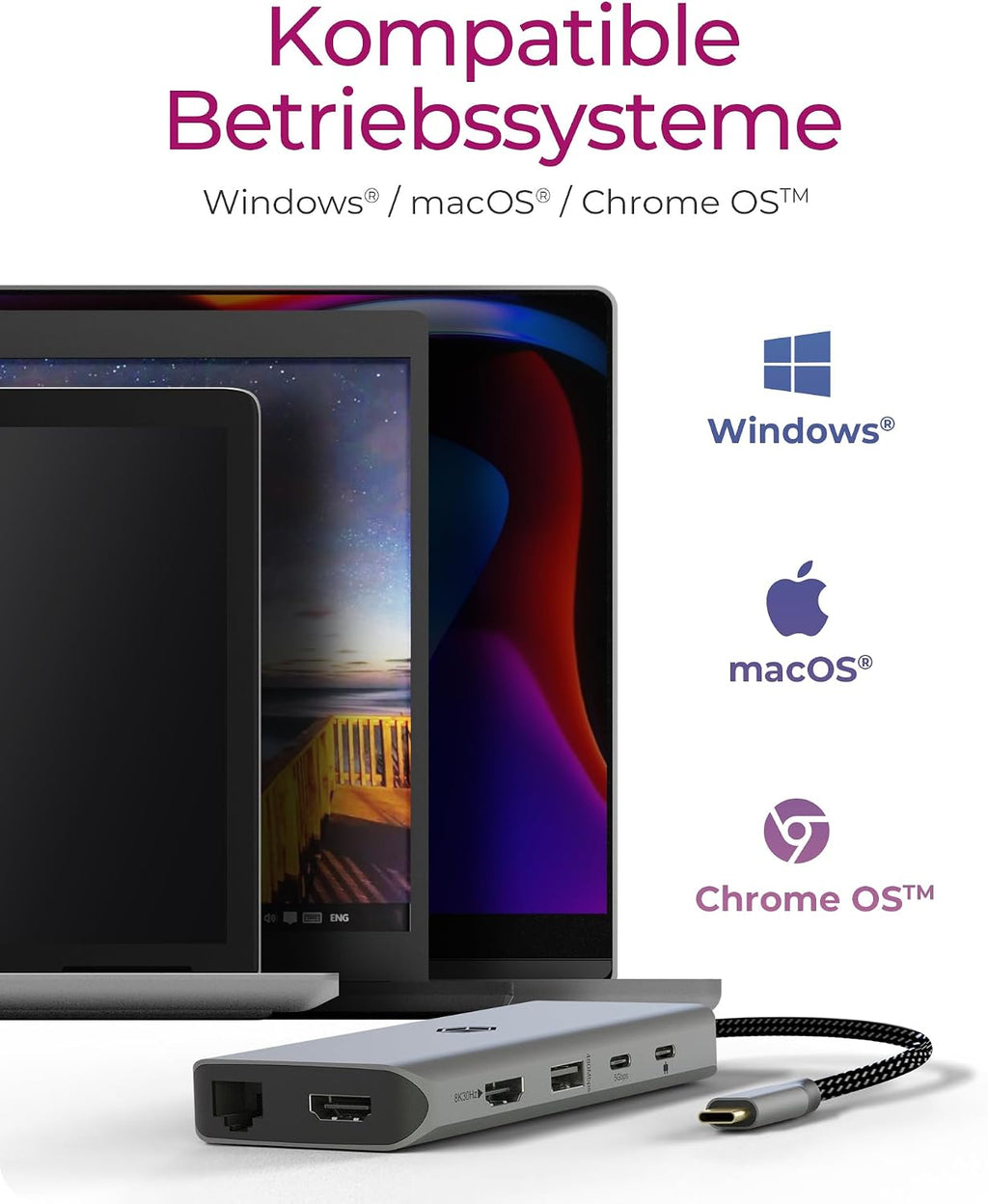 ICY BOX USB-C Docking Station (12-in-1) for 2 Monitors (2X HDMI), 4K 60Hz, 5X USB 3.0 HUB, 100W Power Delivery, Gigabit Ethernet, SD Card Reader, IB-DK4061-CPD