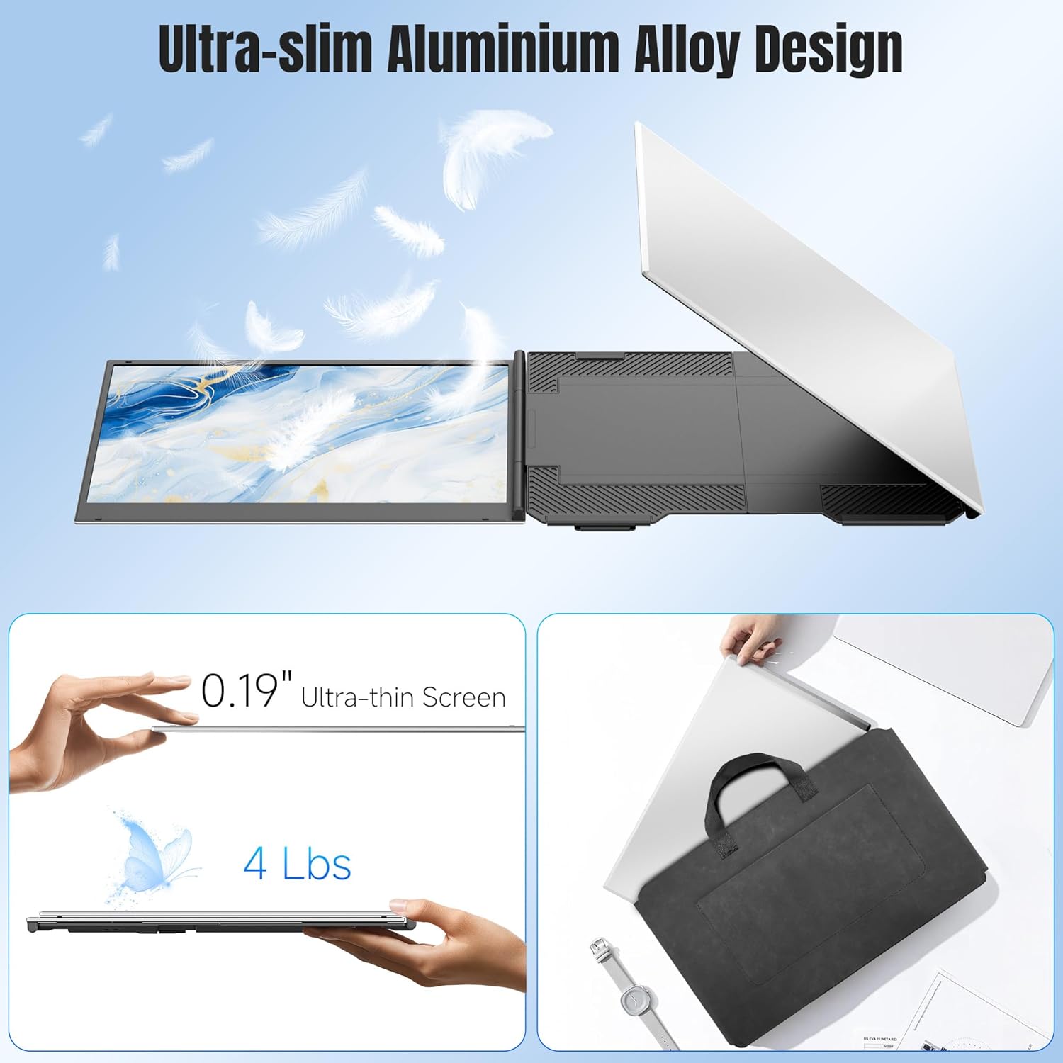 KEFEYA Laptop Screen Extender 15.6', FHD 1080P Portable Triple Monitor for Laptops 13-17.3', 0.16' Ultra-Thin Dual Laptop Monitor Extender for Windows/Mac/Dex/Chrome/Surface, Plug n Play
