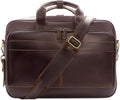 Jack&Chris Full Grain Leather Briefcase for Men, Business Messenger Bag Laptop Bag Attache Case, Fits 15.6 Inch Laptop