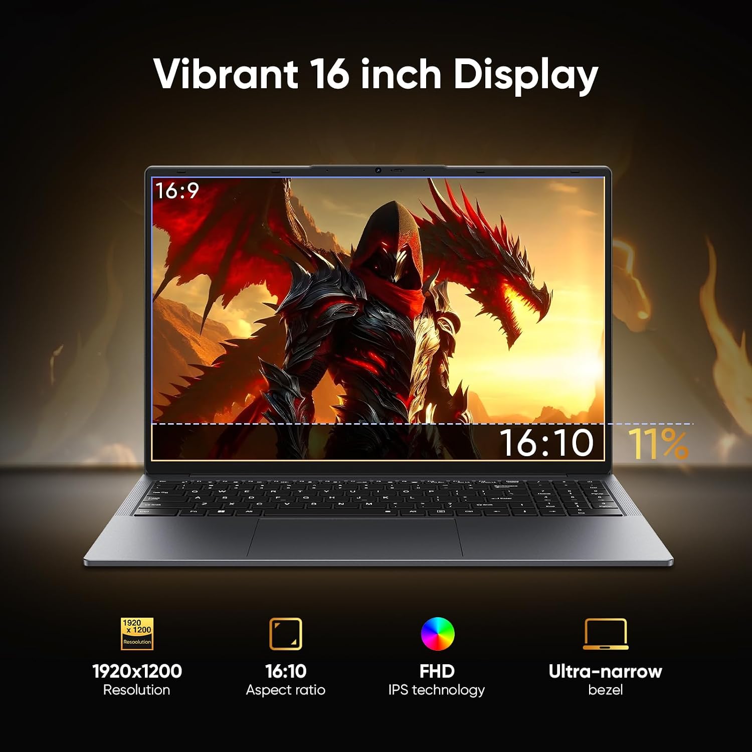 EYY 16' Laptop Computer Intel Core i5 Processor, Win 11 Pro Laptop 16GB RAM 512GB SSD, 1920 x 1200 FHD 16:10 Display, Office Suite Notebook with Backlit Keyboard, Student Business Work Laptops