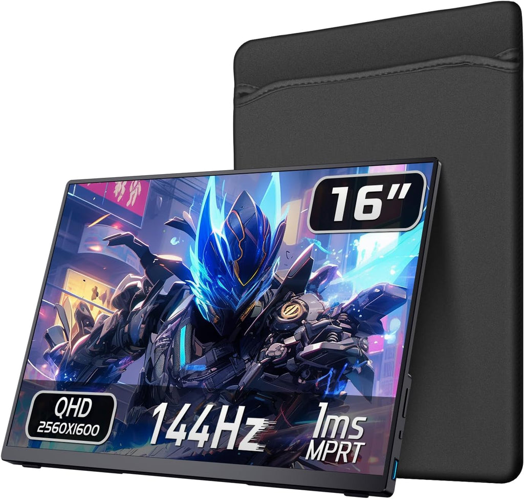 Portable 2K 144Hz Monitor, 16' 2560x1600 QHD Gaming HDR FreeSync, Ultra Slim Travel Screen w/Kickstand & Speaker for Laptop Switch Xbox PS5/4