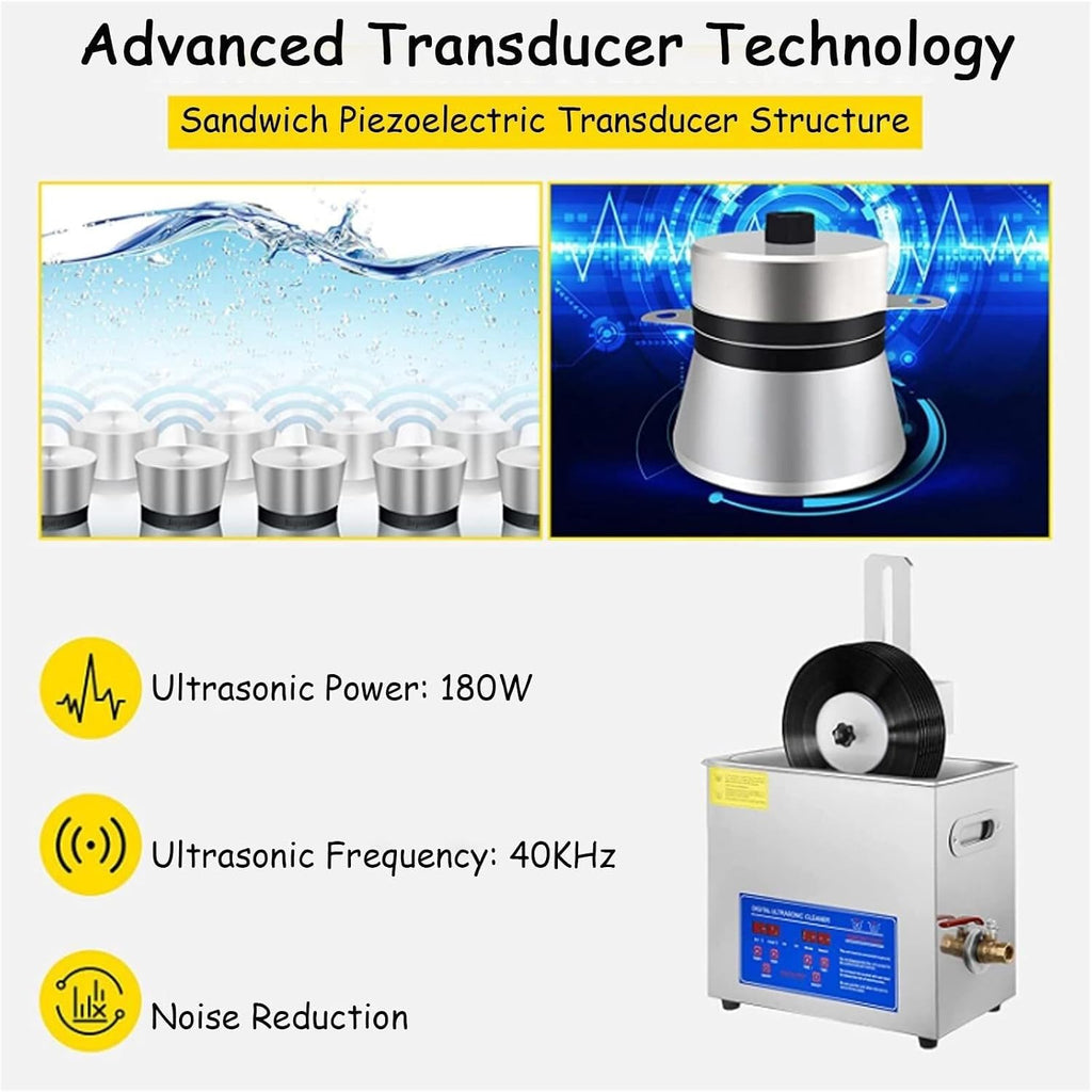 Phonograph Disc Ultrasound Washing Machine, 8 Records Vinyl Sonics Cleaner, for Ring, Commercial Ultrasonic Cleaner