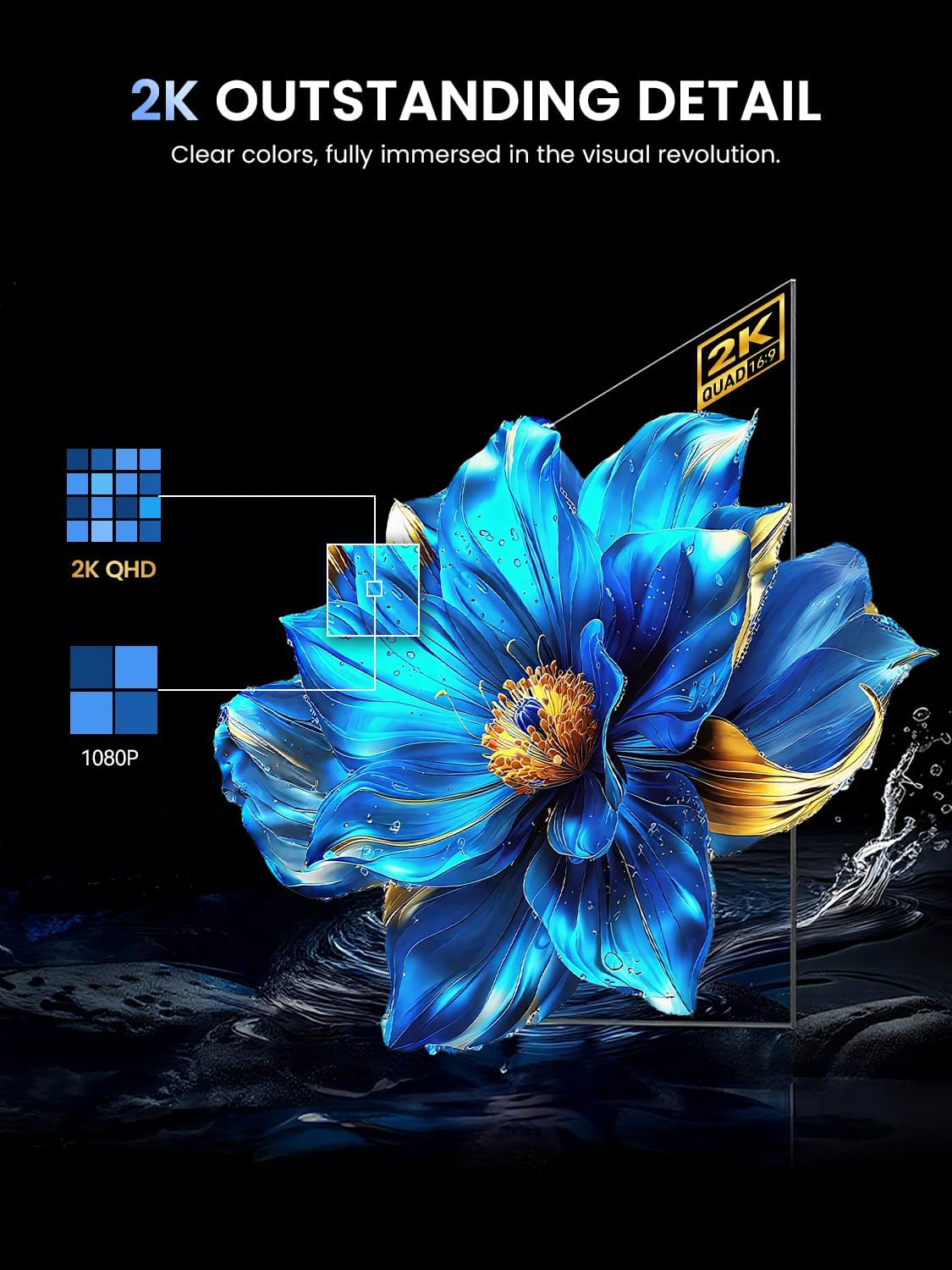 UPERFECT Portable Monitor, 24.5' 2K 165Hz 500Nits 0.1ms FreeSync HDR IPS Gaming Monitor with Stand VESA USB-C Mini HDMI, Large Second Screen for Laptop, Computer, Phone, Mini PC, Game Consoles