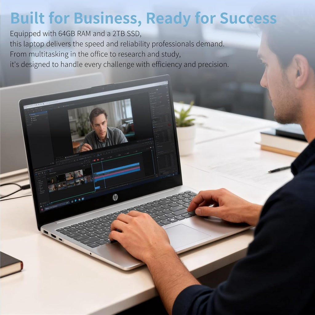 HP 15 Touchscreen Laptop Computer - 15.6' FHD IPS, Intel 10-Core i7 1355U CPU, 64GB RAM + 2TB SSD, Intel Iris Xe Graphics, Numeric Pad, WIFI6, Copilot AI PC, Win11 Pro, w/Accessoires