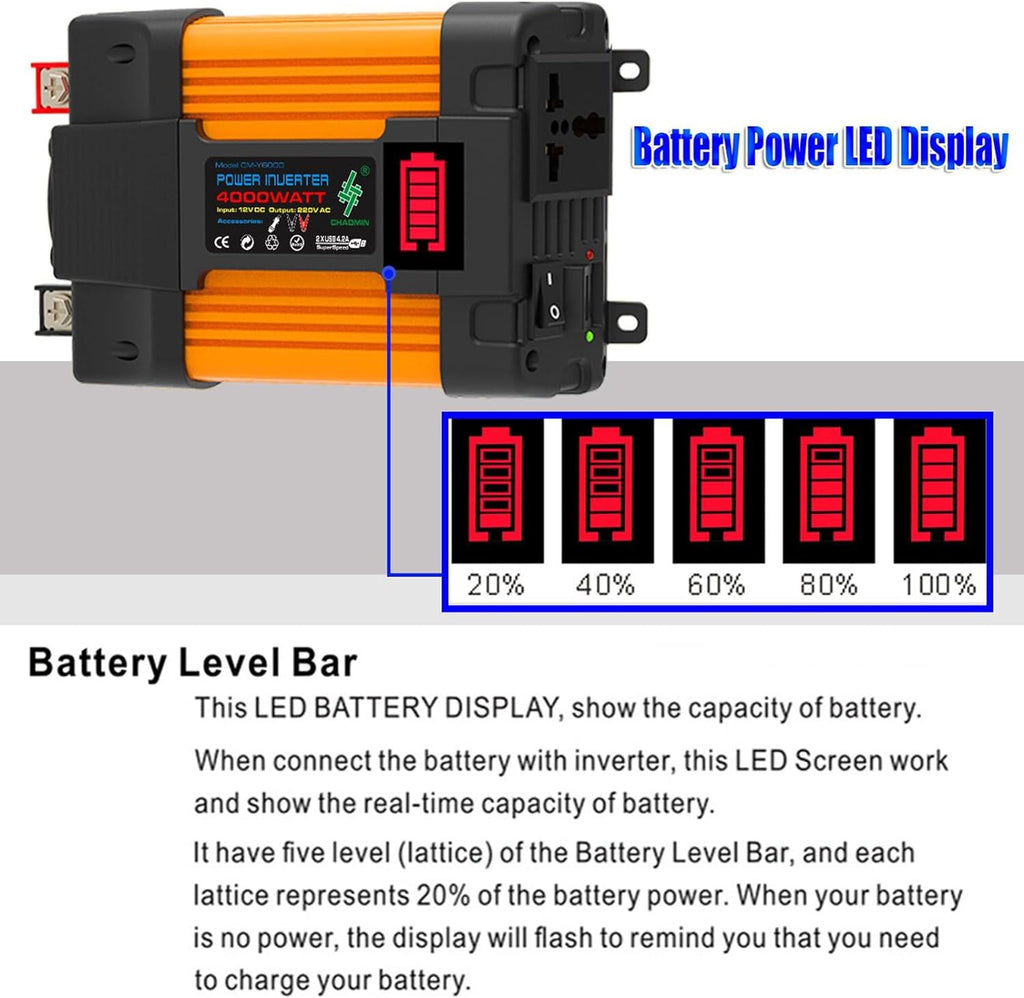 Solar Panel Kit, Complete 4000W/6000W Solar Inverter System Kit, 12V50A Solar Charge Controller with LED Power Display and 2 USB Ports ，100W Waterproof Folding Solar Panel,1× Hanging Ornament(6000w)
