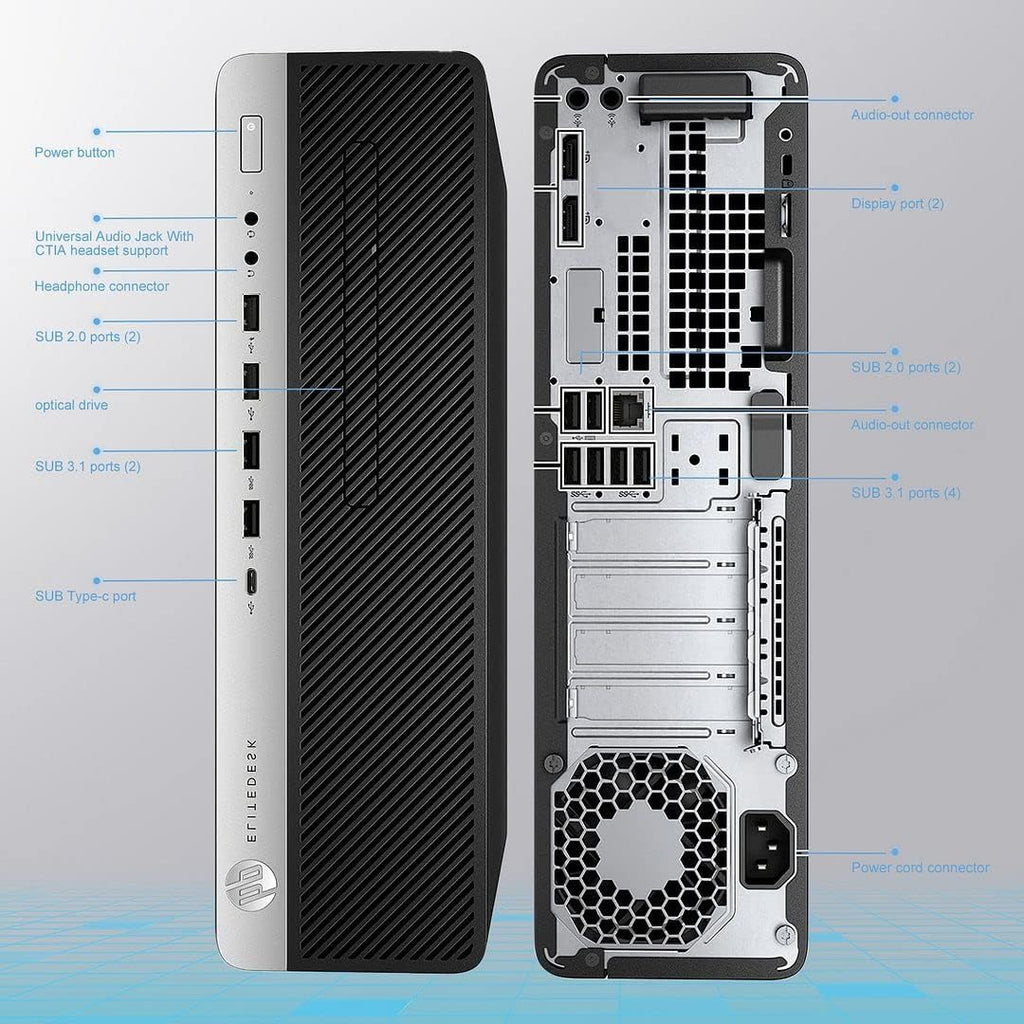 HP Elitedesk 800 G3 SFF PC Bundle - Dual 24'' KOORUI Monitors, Intel i7-6700,16GB DDR4,512GB NVMe SSD + 2TB HDD,AX200 Wi-Fi 6,Wireless Keyboard, Mouse,Windows 10 Pro 64-bit (Renewed), Black/Silver